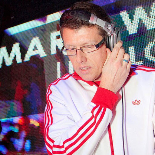 Mark DJing in Adidas top