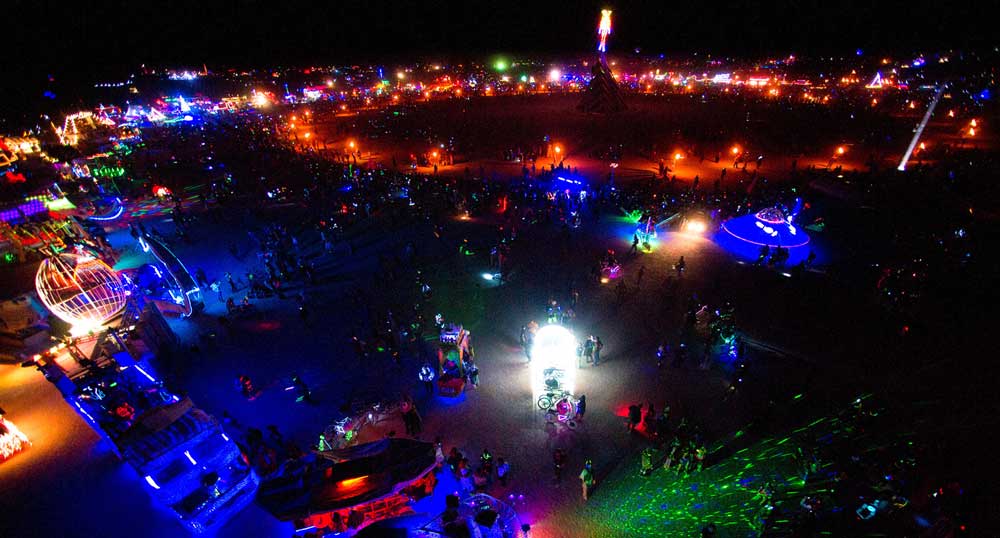 Burning Man at night