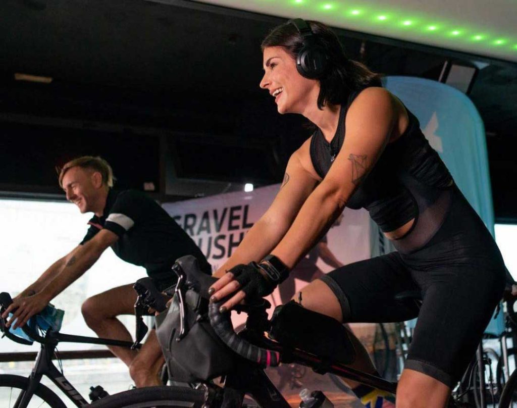 Richie Hawtin cycling on spin bike