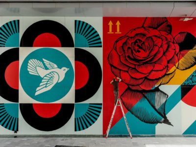 Rise Above Dove mural by Shepard Fairey