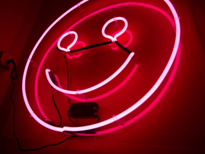 smiley neon face for Lockdown Lates
