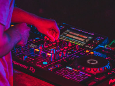 DJing using CDJs and Pioneer mixer